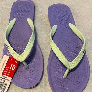 Under Armour Purple Flip Flops with Mint Straps